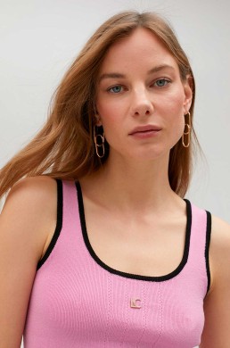 Top de punto con tirantes rosa y negro ropa mujer