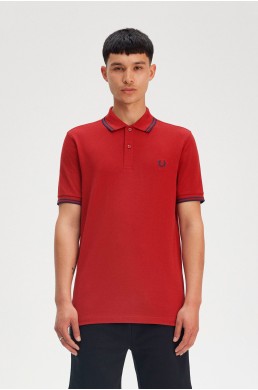 Fred Perry polo rojo tostado de manga corta para hombre