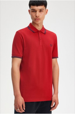 Comprar Fred Perry polo rojo tostado con manga corta para hombre M3600 Y35