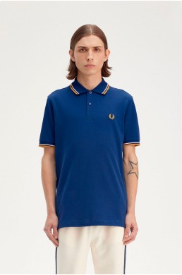 Fred Perry polo cobalto sombreado con manga corta para hombre. M3600 Y28