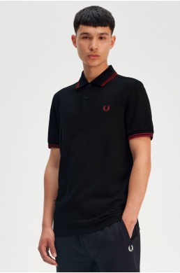 Compra Fred Perry polo de manga corta negro con ribete de dos franjas. M3600 Y42 Ropa hombre