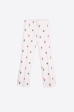 Ropa mujer pantalón de lino con estampado floral marca Vilagallo