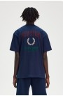 Comprar Fred Perry camiseta azul con bordado en la espalada M9826X86