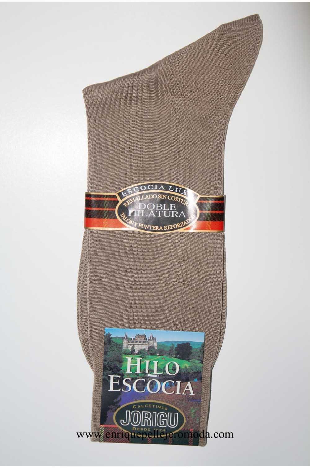 Jorigu calcetín beige algodón hilo Escocia