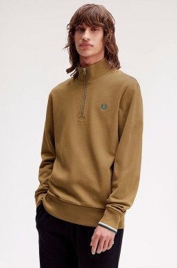 Fred Perry sudadera media cremallera color piedra sombreada
