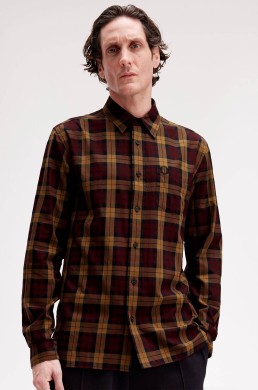 Fred Perry camisa tartán cuadros rojo oscuro