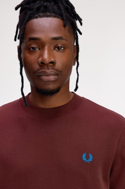 Fred Perry sudadera rojo oscuro cuello redondo