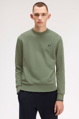 Fred Perry sudadera verde con cuello redondo M7535 Z50