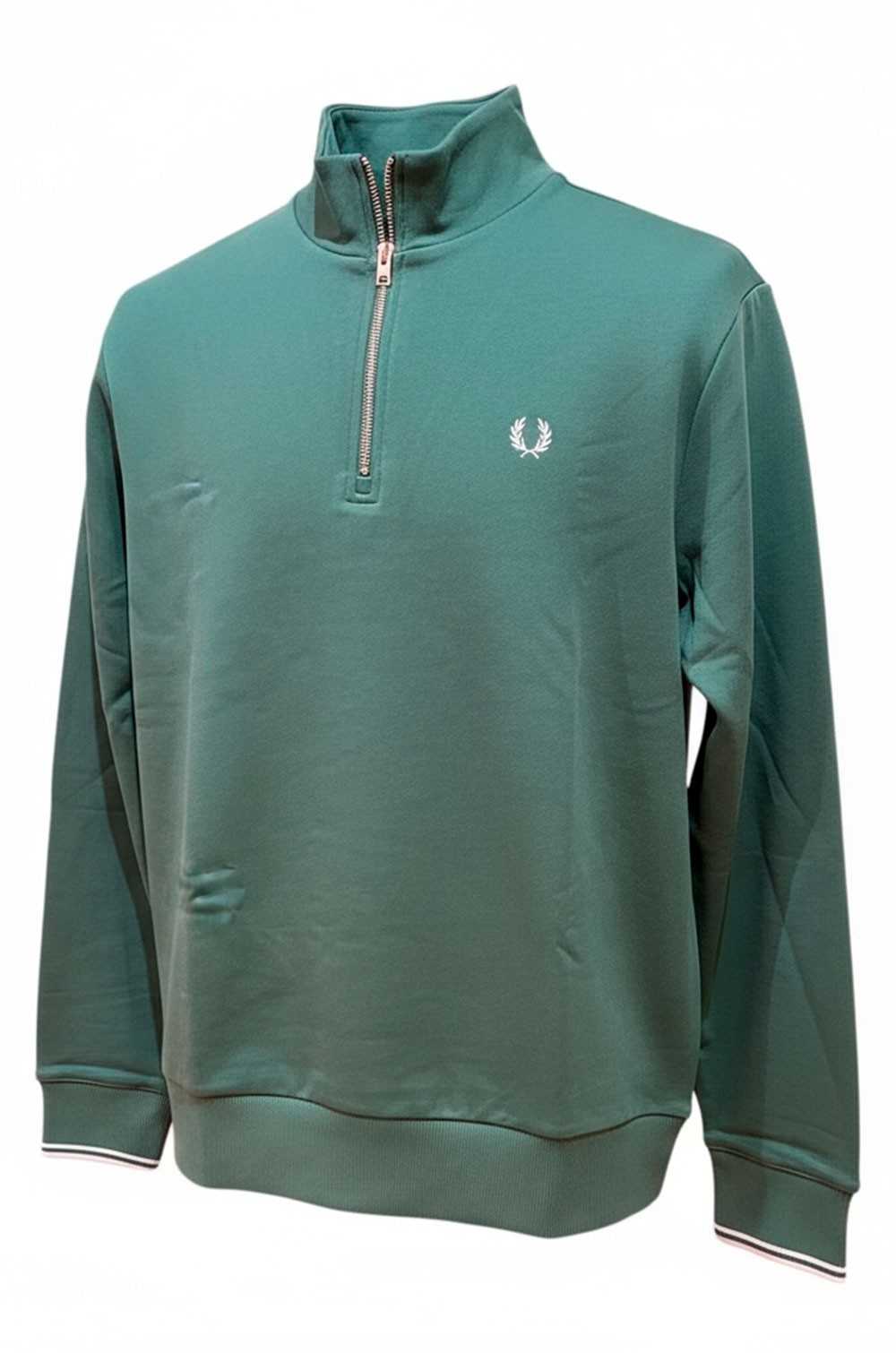 Fred Perry sudadera verde media cremallera