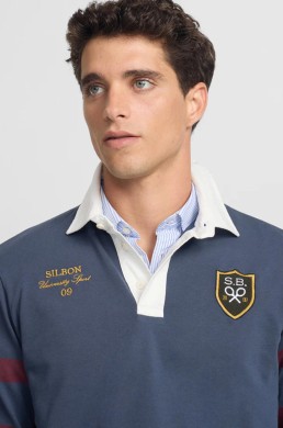 Silbon polo clásico rugby escudo azul marino