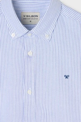 Camisa sport Oxford raquetas raya azul marino Silbon