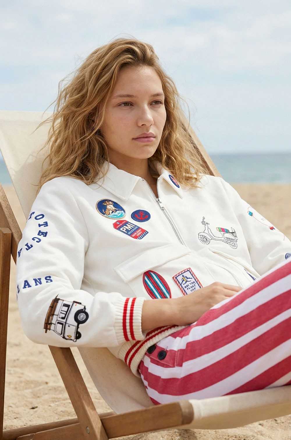 Vilagallo bomber blanca bordados surf