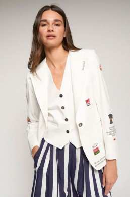 Vilagallo chaqueta blanca bordados