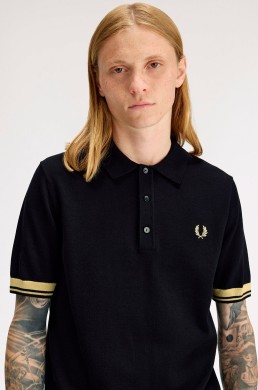 Fred Perry polo de punto manga corta negro