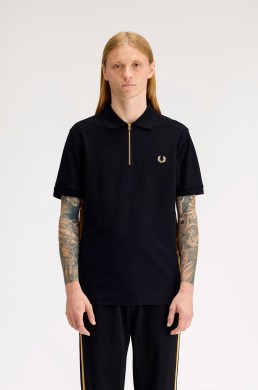 Fred Perry polo negro cinta deportiva a rayas