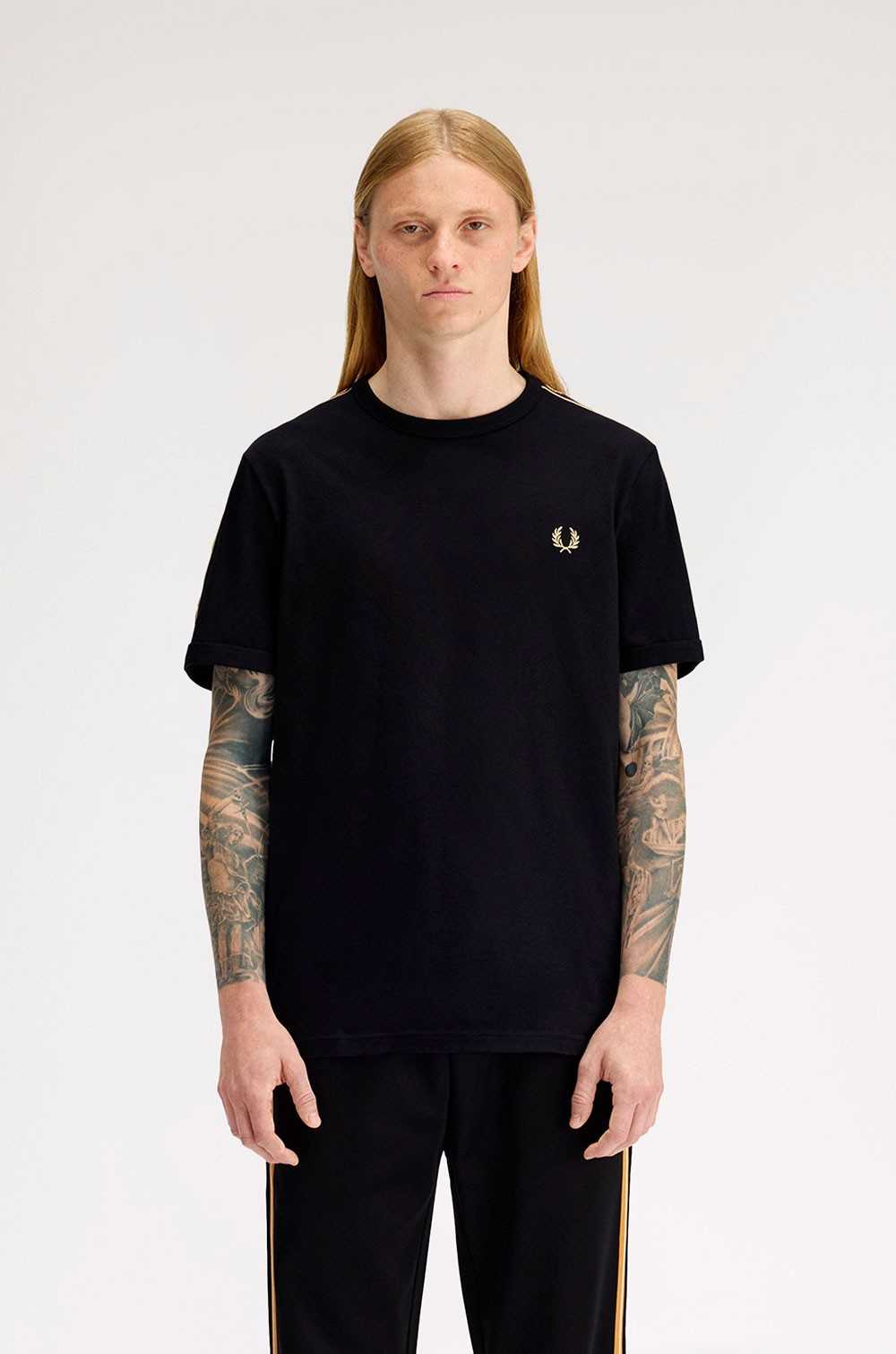Fred Perry camiseta negra ringer cinta deportiva