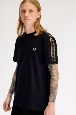 Fred Perry camiseta negra cinta deportiva