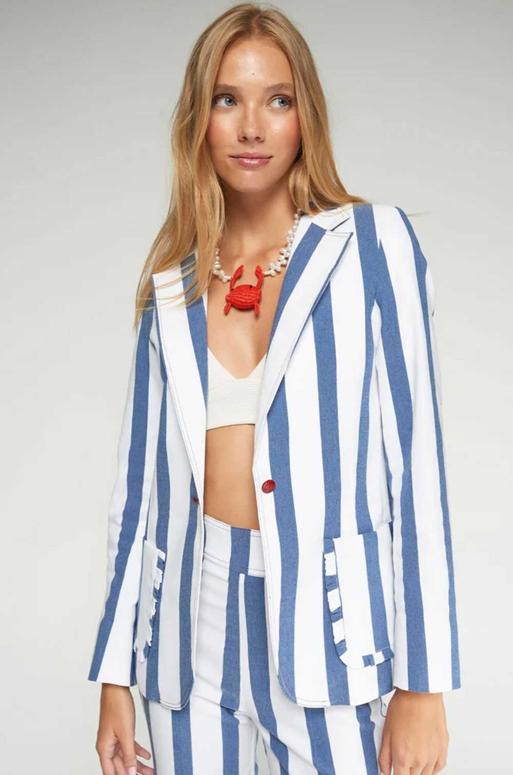 Chaqueta de rayas azul y blanco Vilagallo mujer