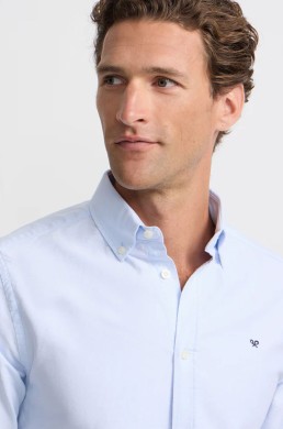 Camisa Silbon algodón BCI celeste hombre detalle frontal