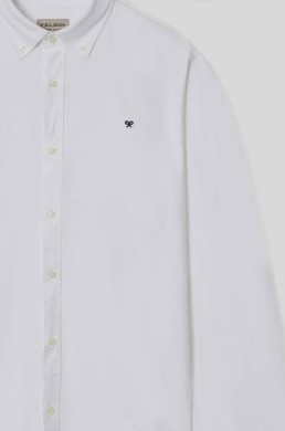 Camisa Silbon algodón BCI blanca hombre detalle frontal