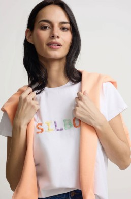 Camiseta garabateado blanca Silbon mujer