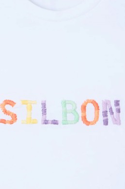 Detalle estampado garabateado camiseta Silbon blanca mujer