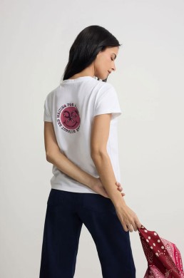 Camiseta Smile estampado blanca Silbon mujer