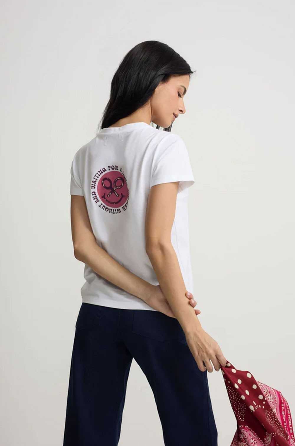 Camiseta Smile estampado blanca Silbon mujer