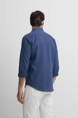 Camisa lino azul Silbon espalda look verano casual hombre