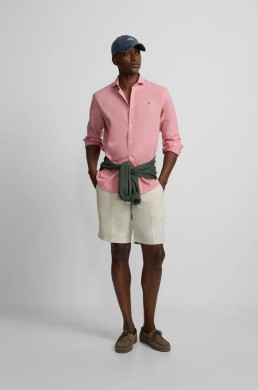 Camisa Silbon lino rosa tejido ligero detalle frontal