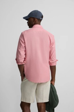 Camisa lino rosa Silbon look verano elegante hombre