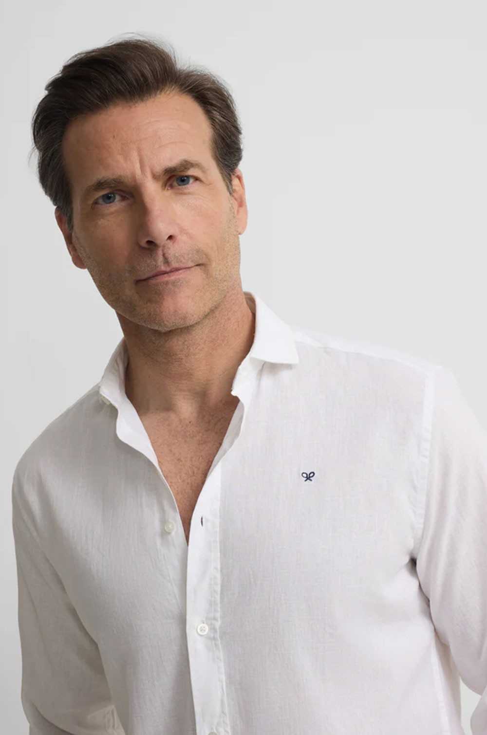 Camisa sport lino blanca Silbon hombre