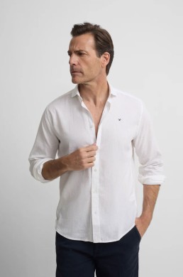 Camisa Silbon lino blanca tejido ligero detalle frontal