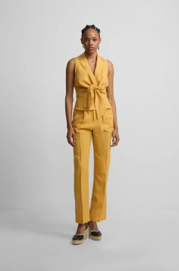 Top solapas lino amarillo Silbon mujer