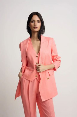 Americana Silbon lino 100% coral detalle frontal