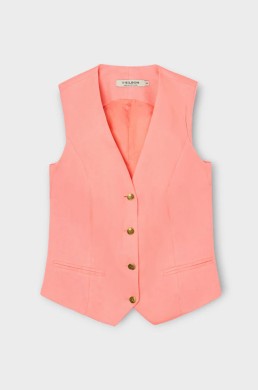 Detalle botones dorados chaleco coral Silbon mujer