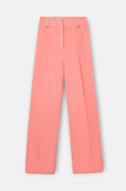 Detalle pliegues pantalón coral Silbon mujer