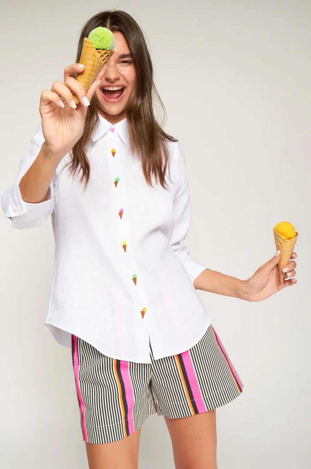 Camisa blanca helados bordados Vilagallo mujer