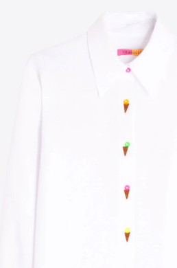Detalle helados bordados camisa blanca Vilagallo mujer