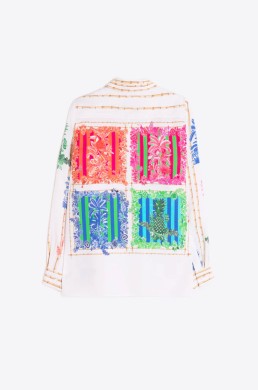 Detalle espalda estampado tropical camisa Vilagallo mujer