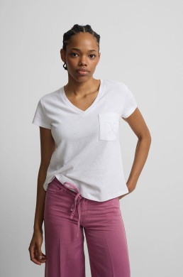 Camiseta bolsillo raqueta blanca Silbon mujer