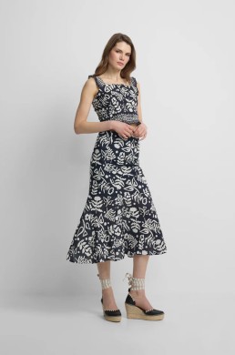 Falda fluida estampado marino Silbon mujer