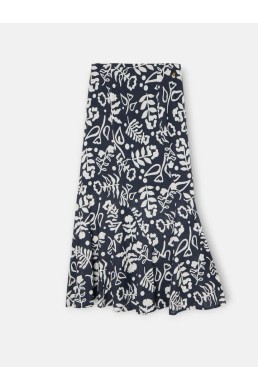 Falda Silbon lino algodón estampado marino frontal