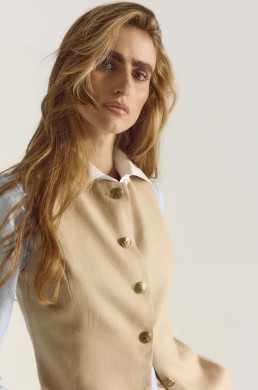 Chaleco lino beige Silbon mujer