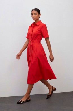 Vestido midi rojo evasé Lola Casademunt