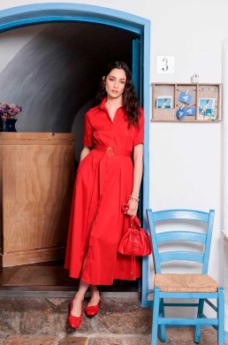 Vestido midi rojo Lola Casademunt look verano mujer
