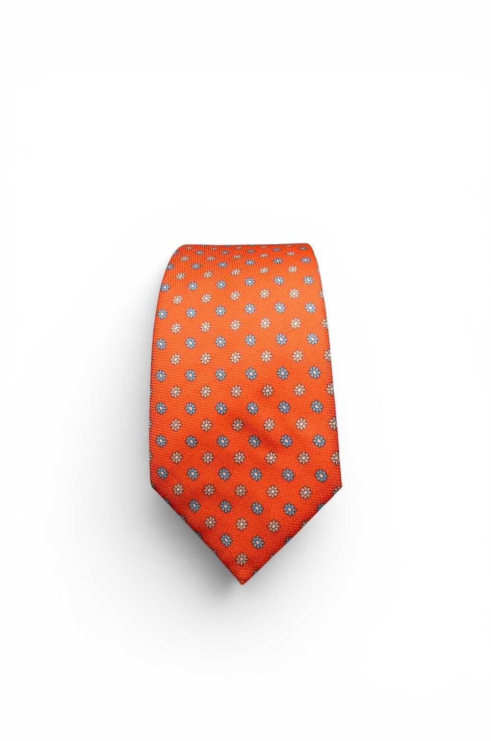 Corbata naranja flores Enrique Pellejero hombre
