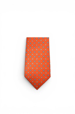 Detalle flores bicolor corbata naranja hombre