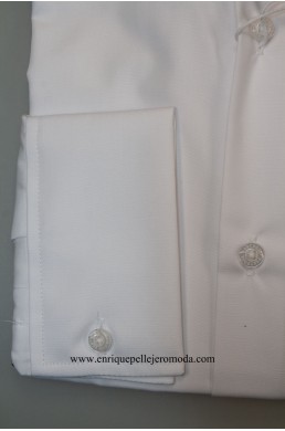 Camisa popelín blanca Pertegaz puño vestir hombre