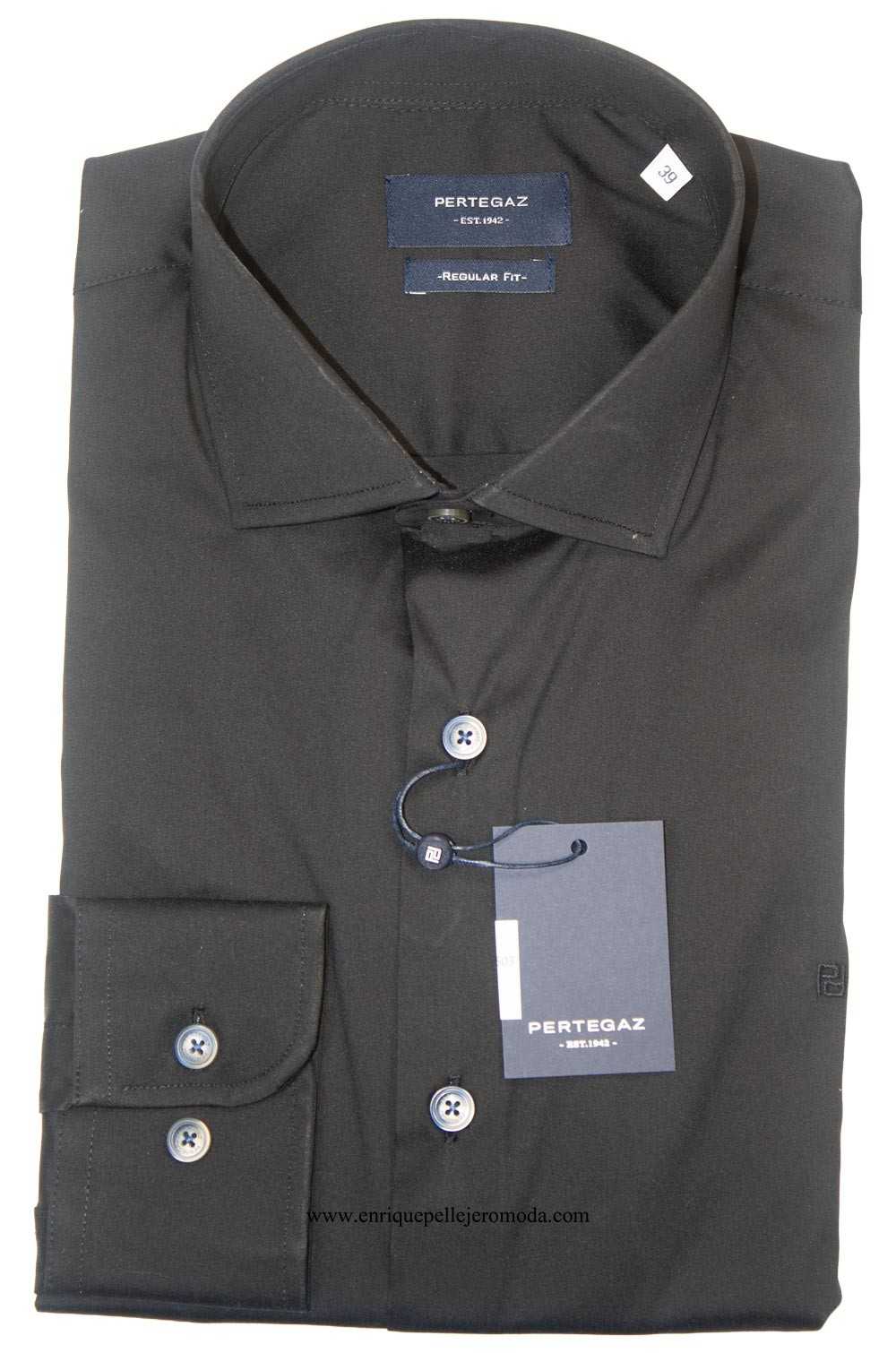 Camisa vestir negra Pertegaz Regular Fit hombre